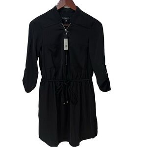 Dynamite Black 3/4 Cuffed Sleeve Notched Collar Dress